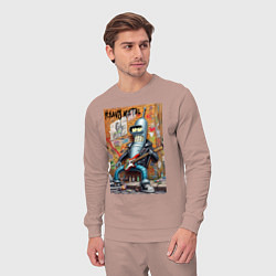 Костюм хлопковый мужской Гитарист Бендер - тяжёлый рок, цвет: пыльно-розовый — фото 2