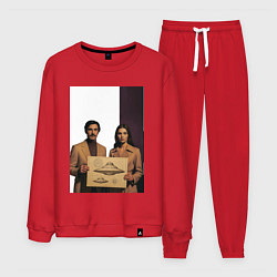 Мужской костюм Мужчина и женщина с чертежом НЛО ретро поп-арт 197