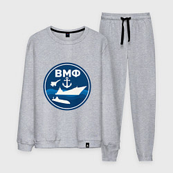 Костюм хлопковый мужской ВМФ - самолет, корабль, подводная лодка и якорь, цвет: меланж