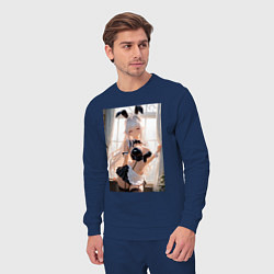 Костюм хлопковый мужской Горничная-кролик с ушками в maid cafe, цвет: тёмно-синий — фото 2