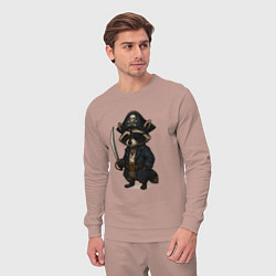 Костюм хлопковый мужской Енот пират, цвет: пыльно-розовый — фото 2