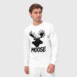 Костюм хлопковый мужской Черный лось с рогами, цвет: белый — фото 2