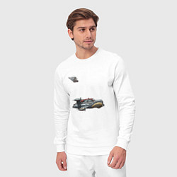 Костюм хлопковый мужской Такси летающее, ретрофутуризм, цвет: белый — фото 2