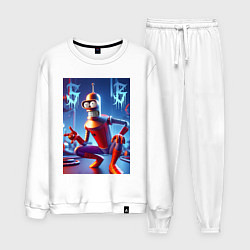 Костюм хлопковый мужской Бендер-паук мем коллаба, цвет: белый