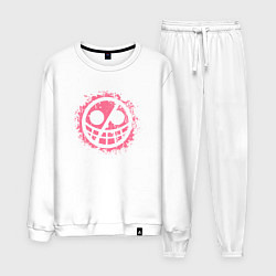 Костюм хлопковый мужской Дольфламинго эмблема, цвет: белый