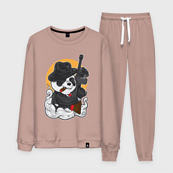 Костюм хлопковый мужской Панда гангстер, цвет: пыльно-розовый
