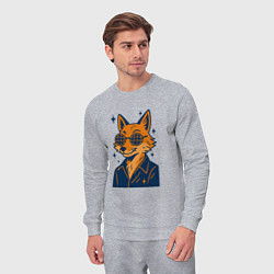Костюм хлопковый мужской Лиса в очках, цвет: меланж — фото 2