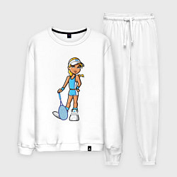 Костюм хлопковый мужской Блондинка теннисистка, цвет: белый