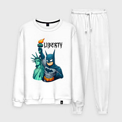 Костюм хлопковый мужской Batman and statue of Liberty - ai art fantasy, цвет: белый