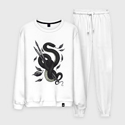Костюм хлопковый мужской Змея и кисти художественные, цвет: белый