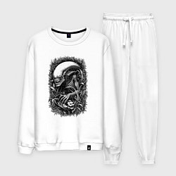 Костюм хлопковый мужской Ксеноморф в травяных зарослях, цвет: белый