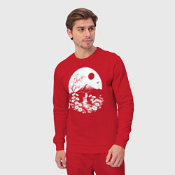 Костюм хлопковый мужской Лунная гармония Фудзи, цвет: красный — фото 2