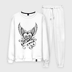 Костюм хлопковый мужской Крылья любви, цвет: белый