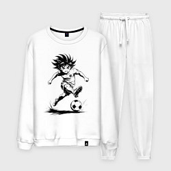Костюм хлопковый мужской Футбольная атака аниме, цвет: белый