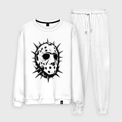 Костюм хлопковый мужской Шипастая хоккейная маска, цвет: белый