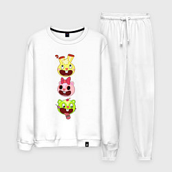 Костюм хлопковый мужской Happy Three Friends heads, цвет: белый