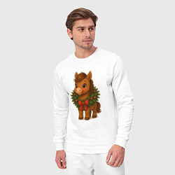 Костюм хлопковый мужской Маленькая милая лошадка в городе, цвет: белый — фото 2