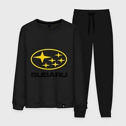 Костюм хлопковый мужской Subaru Logo, цвет: черный
