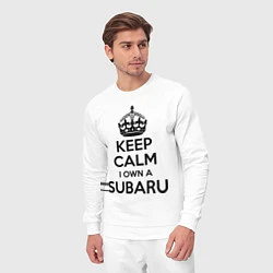 Костюм хлопковый мужской Keep Calm & I own a Subaru, цвет: белый — фото 2
