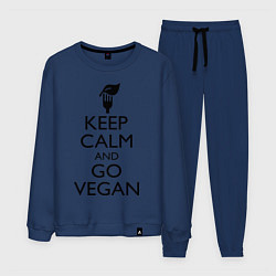 Костюм хлопковый мужской Keep Calm & Go Vegan, цвет: тёмно-синий
