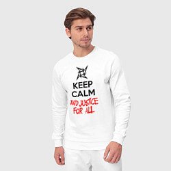 Костюм хлопковый мужской Keep Calm & Justice For All, цвет: белый — фото 2