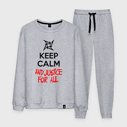 Костюм хлопковый мужской Keep Calm & Justice For All, цвет: меланж