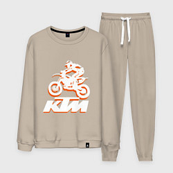 Костюм хлопковый мужской KTM белый, цвет: миндальный