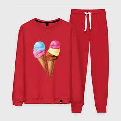 Костюм хлопковый мужской Мороженое, цвет: красный
