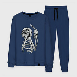 Костюм хлопковый мужской Скелет с бритвой, цвет: тёмно-синий