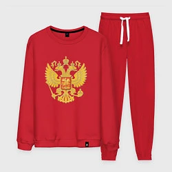 Костюм хлопковый мужской Герб России: золото, цвет: красный
