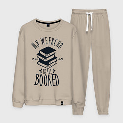 Костюм хлопковый мужской MY WEEKEND IS ALL BOOKED, цвет: миндальный