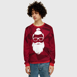 Свитшот мужской Санта хипстер, цвет: 3D-красный — фото 2