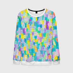 Свитшот мужской Пастельные коты, цвет: 3D-белый