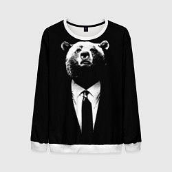 Свитшот мужской Медведь бизнесмен, цвет: 3D-белый
