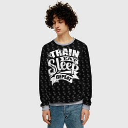 Свитшот мужской Train Eat Sleep Repeat, цвет: 3D-меланж — фото 2