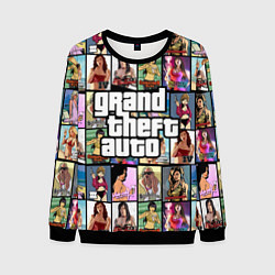 Свитшот мужской GTA - все девушки персонажи, цвет: 3D-черный