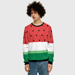 Свитшот мужской Сочный арбуз, цвет: 3D-черный — фото 2