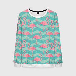 Свитшот мужской Flamingo Pattern, цвет: 3D-белый