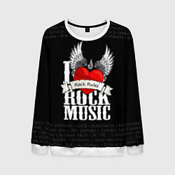 Свитшот мужской I Love Rock Music, цвет: 3D-белый