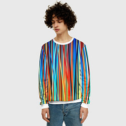 Свитшот мужской Colored stripes, цвет: 3D-белый — фото 2