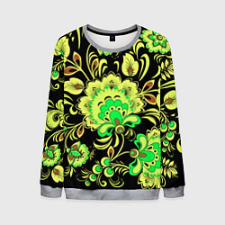 Мужской свитшот Хохлома: черный и салатовый