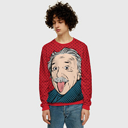 Свитшот мужской Альберт Эйнштейн: Поп-арт, цвет: 3D-красный — фото 2