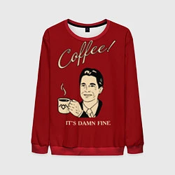 Свитшот мужской Coffee: it's damn fine, цвет: 3D-красный