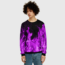 Свитшот мужской Фиолетовый огонь, цвет: 3D-черный — фото 2