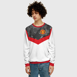 Свитшот мужской Man United FC: Grey Polygons, цвет: 3D-красный — фото 2