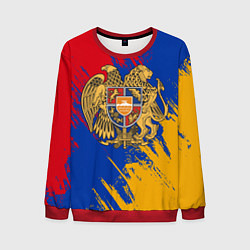 Свитшот мужской Герб и флаг Армении, цвет: 3D-красный