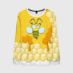 Свитшот мужской Веселая пчелка, цвет: 3D-белый