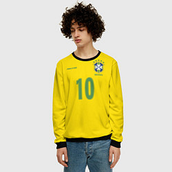 Свитшот мужской Сборная Бразилии: Роналдиньо 10 цвета 3D-черный — фото 2