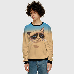 Свитшот мужской Grumpy cat, цвет: 3D-черный — фото 2
