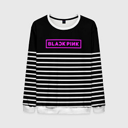 Свитшот мужской Black Pink: White Stripes, цвет: 3D-белый
